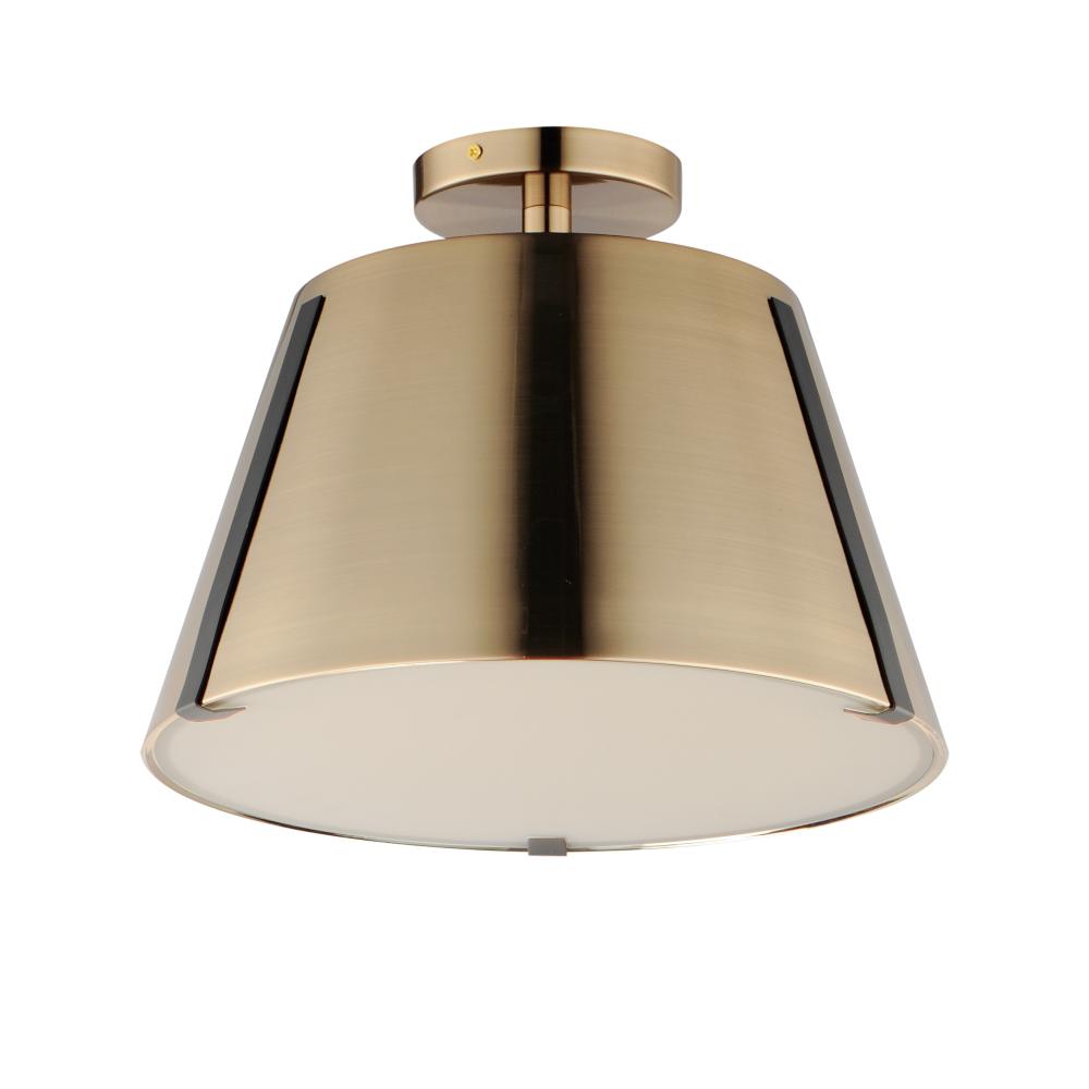 Maxim Lighting 25170DBZHR Carlo 13.75 Inch Semi Flush Mount Light – Dark Bronze, Leather, Heritage Brass
