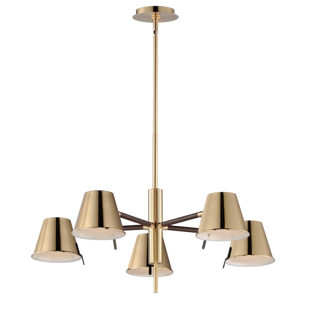 Maxim Lighting 25175DBZHR Carlo 28 Inch Chandelier – Dark Bronze, Leather, Heritage Brass
