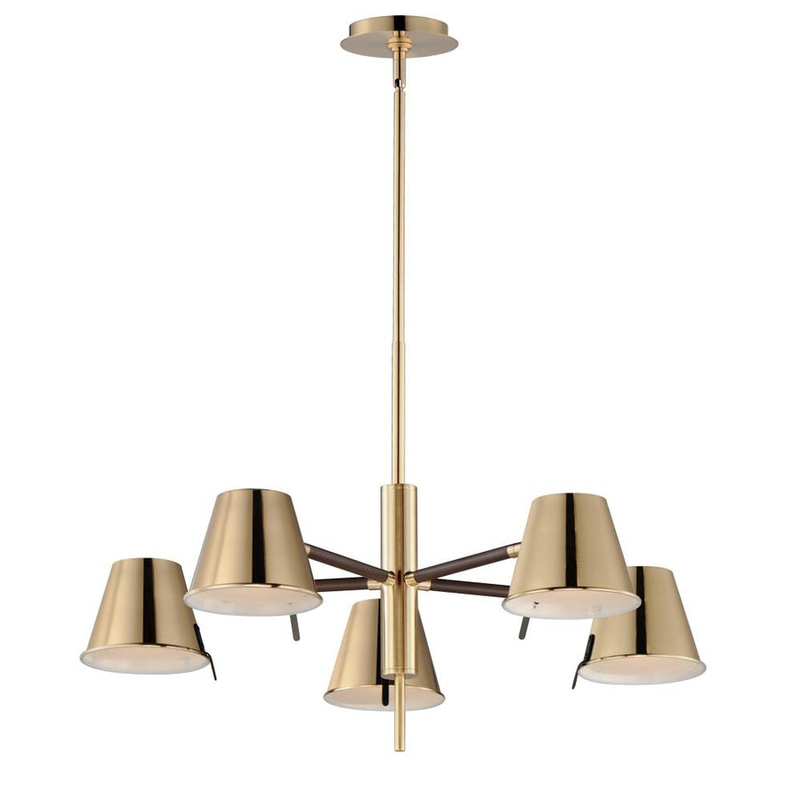 Maxim Lighting 25175DBZHR Carlo 28 Inch Chandelier – Dark Bronze, Leather, Heritage Brass