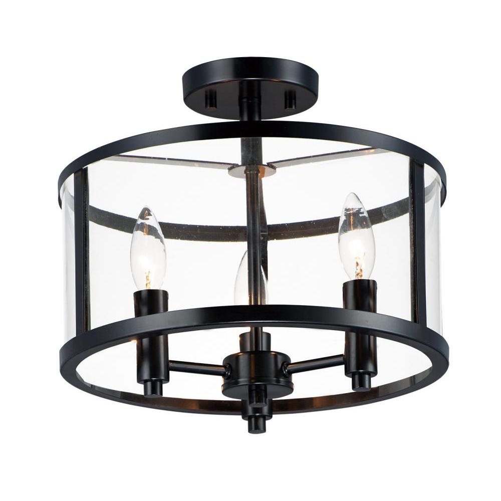 Maxim Lighting 25250CLBK Sentinel 13.25 Inch Semi Flush Mount Light – Black