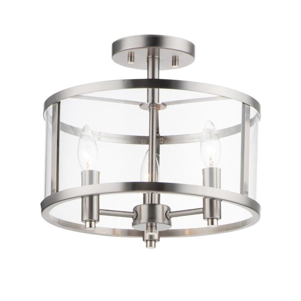 Maxim Lighting 25250CLSN Sentinel 13.25 Inch Semi Flush Mount Light – Satin Nickel