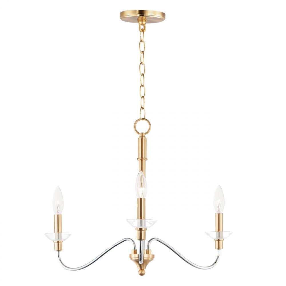 Maxim Lighting 25373CLPCSBR Clarion 24 Inch 3 Light Pendant – Polished Chrome / Satin Brass