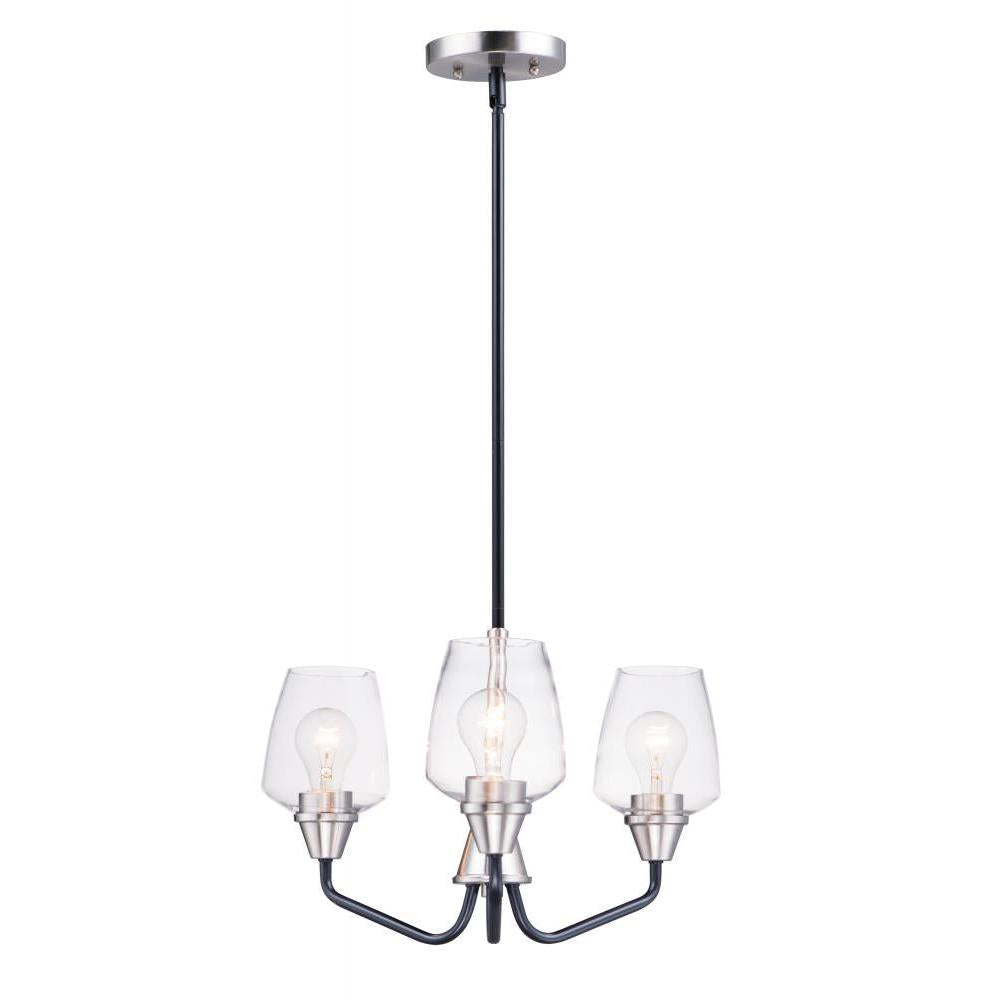 Maxim Lighting 26124CLBKSN Goblet 19 Inch Mini Chandelier – Black / Satin Nickel