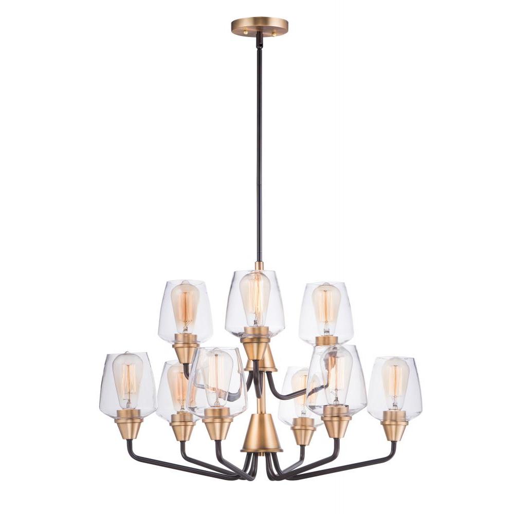 Maxim Lighting 26127CLBZAB Goblet 27 Inch 9 Light Multi-Tier Chandelier – Bronze / Antique Brass