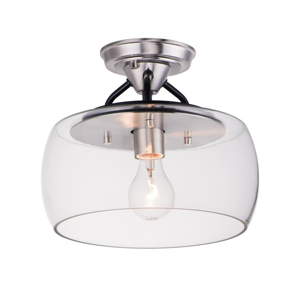 Maxim Lighting 26129CLBKSN Goblet 11 Inch Semi Flush Mount Light – Black / Satin Nickel