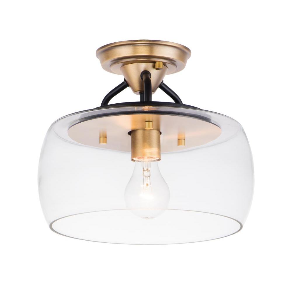 Maxim Lighting 26129CLBZAB Goblet 11 Inch Semi Flush Mount Light – Bronze / Antique Brass