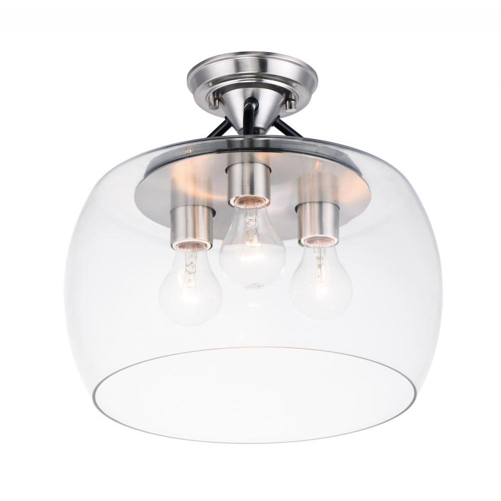 Maxim Lighting 26130CLBKSN Goblet 13.5 Inch Semi Flush Mount Light – Black / Satin Nickel