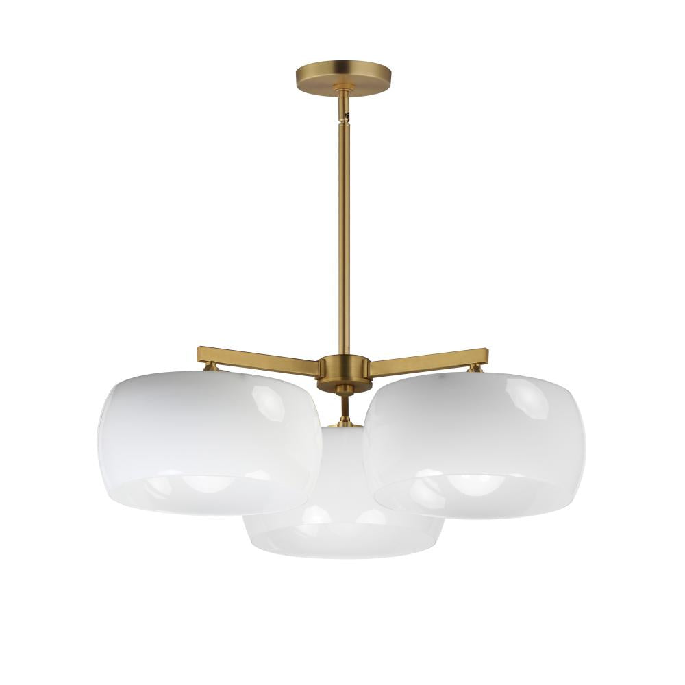 Maxim Lighting 26143WTNAB Glazed 26 Inch Chandelier – White/Natural Aged Brass