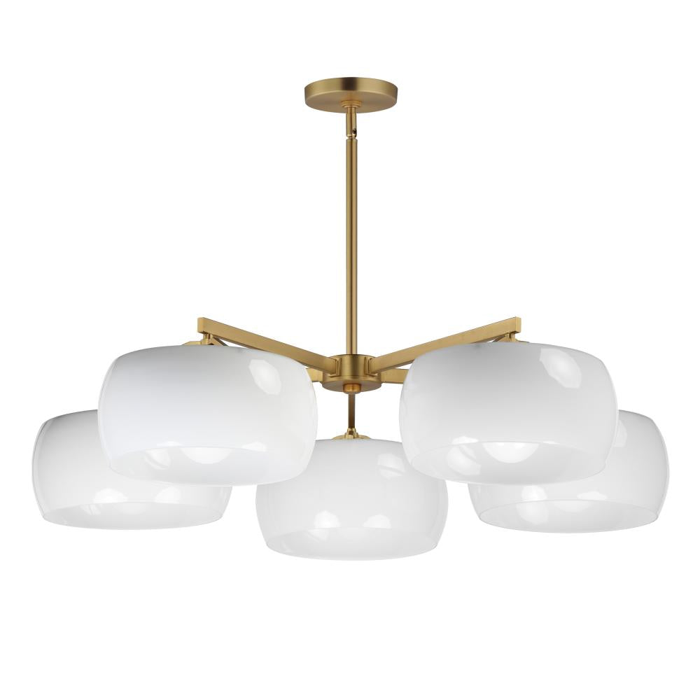 Maxim Lighting 26145WTNAB Glazed 36 Inch Chandelier – White/Natural Aged Brass