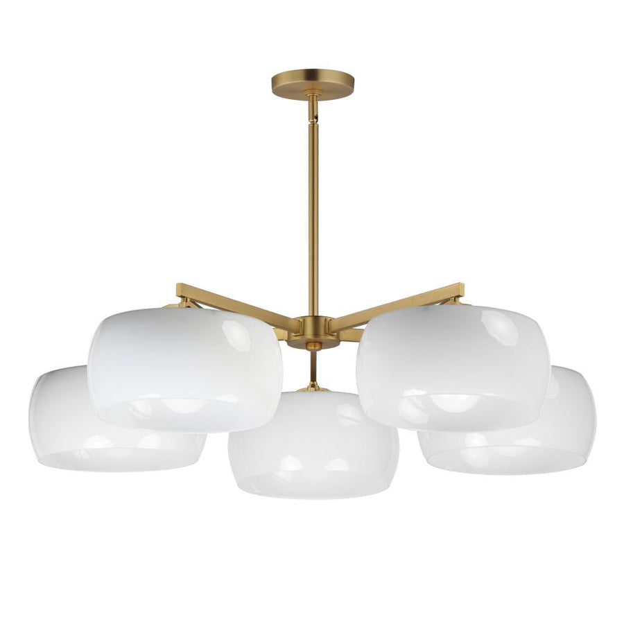Maxim Lighting 26145WTNAB Glazed 36 Inch Chandelier – White/Natural Aged Brass