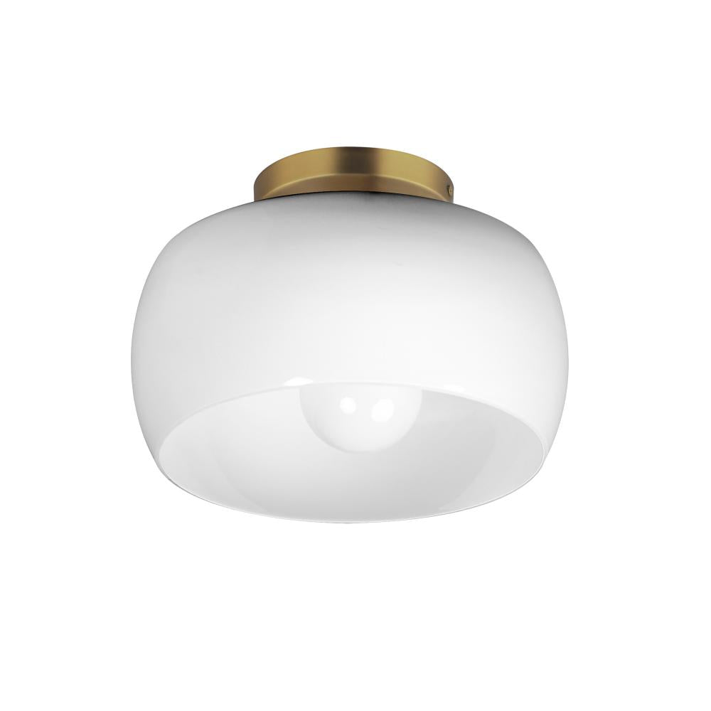 Maxim Lighting 26149WTNAB Glazed 11 Inch Flush Mount Light – White/Natural Aged Brass