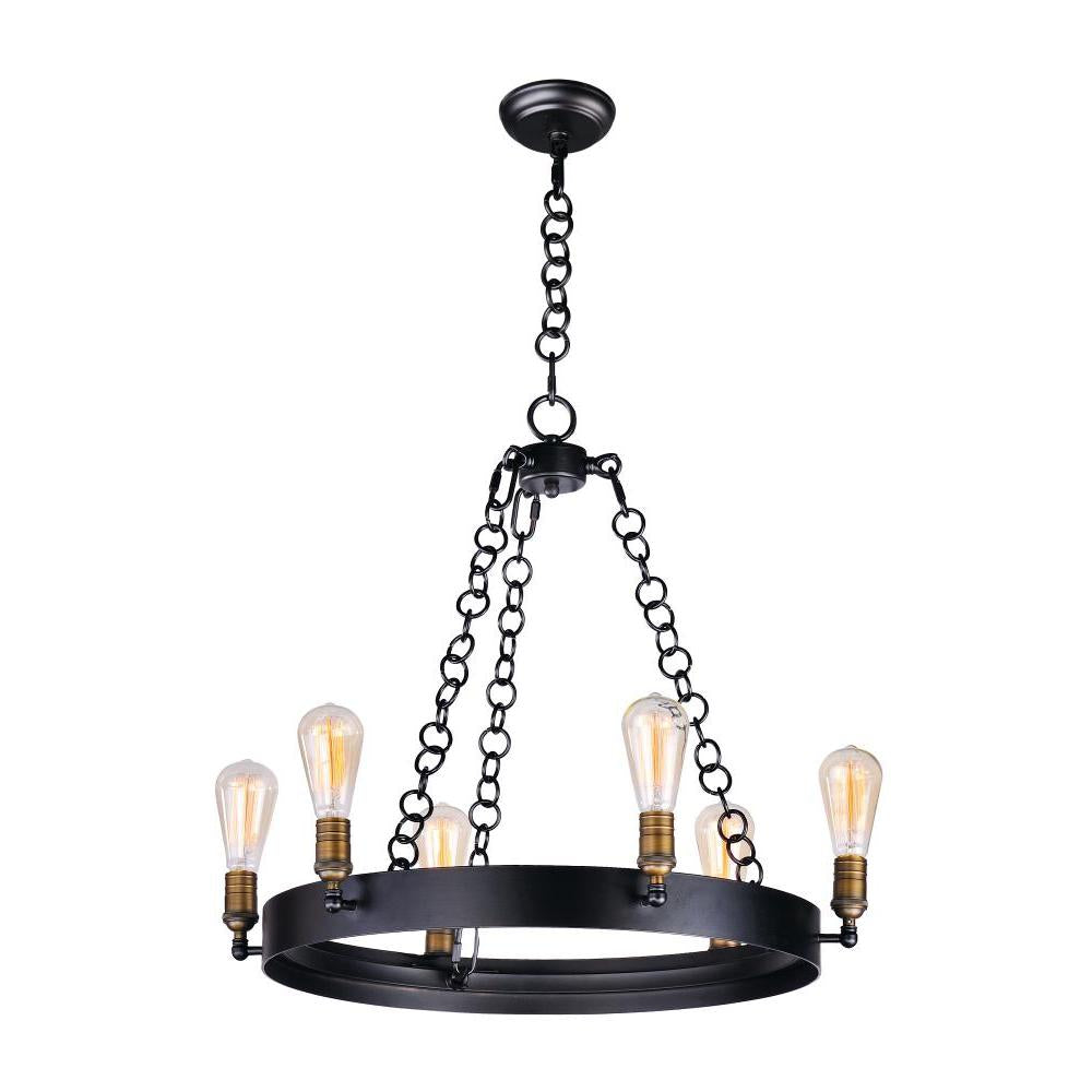 Maxim Lighting 26273BKNAB Noble 26 Inch Chandelier – Black / Natural Aged Brass