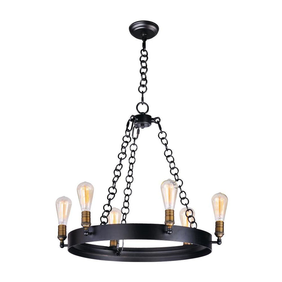 Maxim Lighting 26273BKNAB Noble 26 Inch Chandelier – Black / Natural Aged Brass