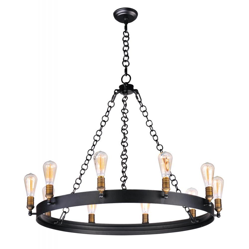 Maxim Lighting 26275BKNAB/BUL Noble 37.5 Inch Chandelier – Black / Natural Aged Brass