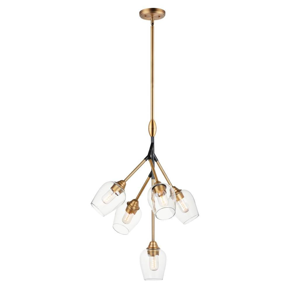 Maxim Lighting 26343CLABBK Savvy 24.25 Inch Semi Flush Mount Light – Antique Brass / Black