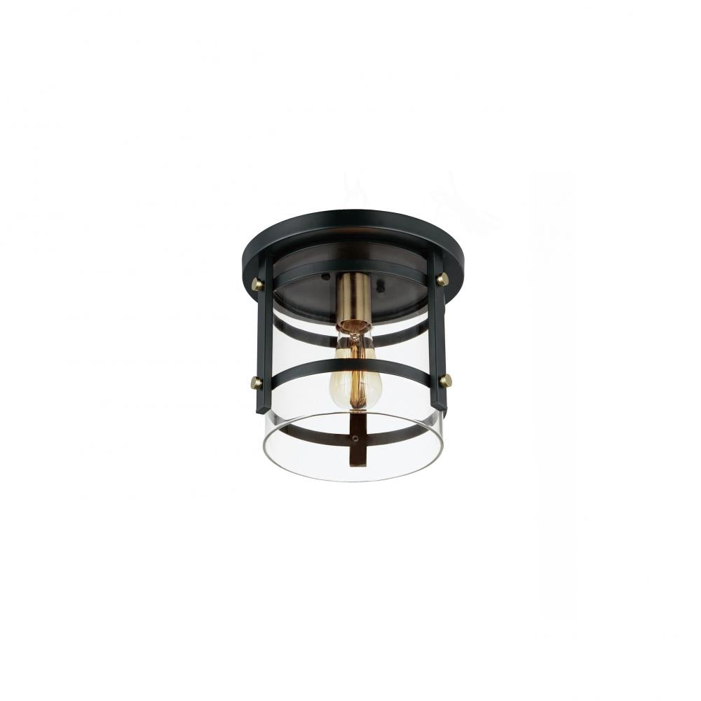 Maxim Lighting 2641BKAB Capitol 9.75 Inch Flush Mount Light – Black / Antique Brass
