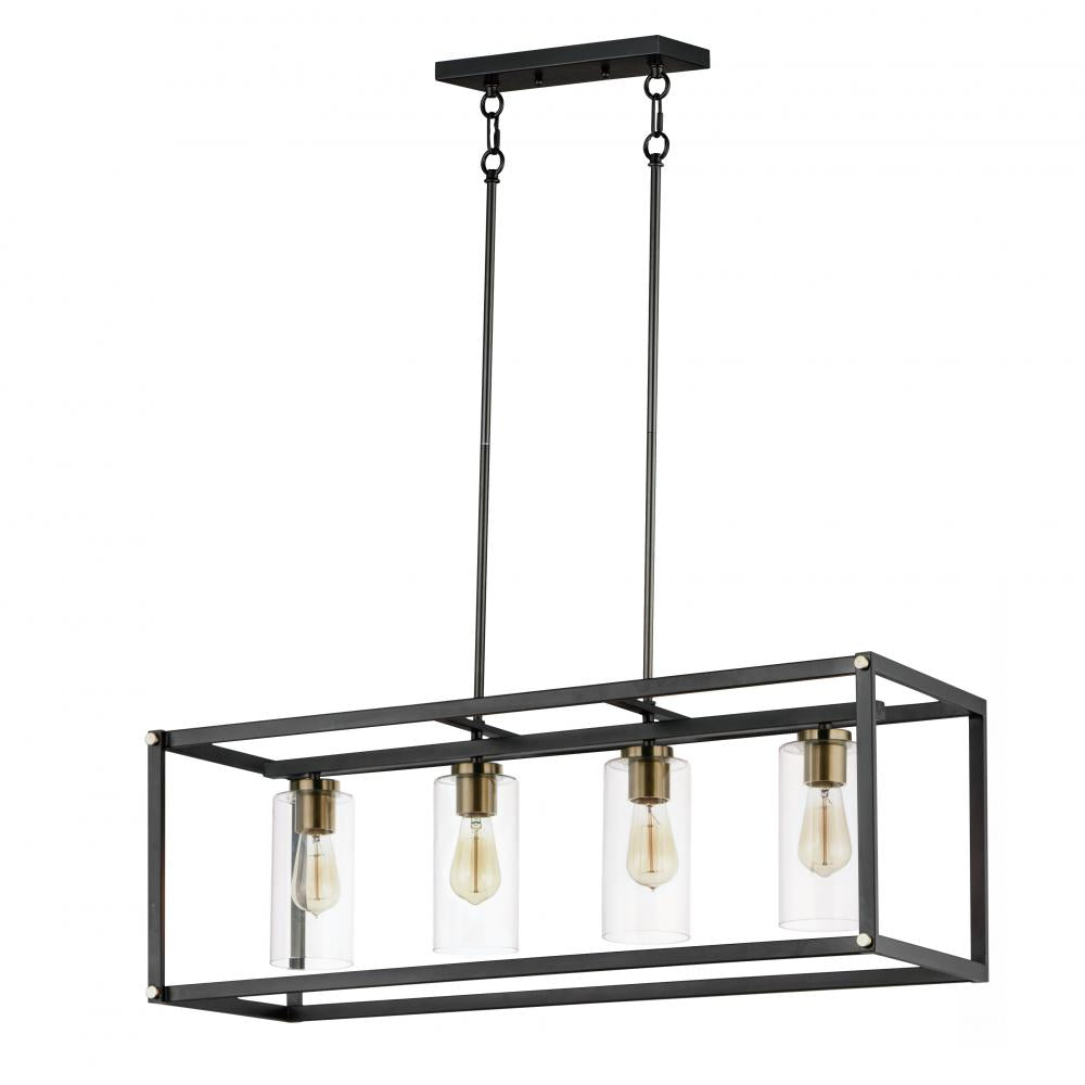 Maxim Lighting 2644BKAB Capitol 36 Inch Linear Pendant – Black / Antique Brass