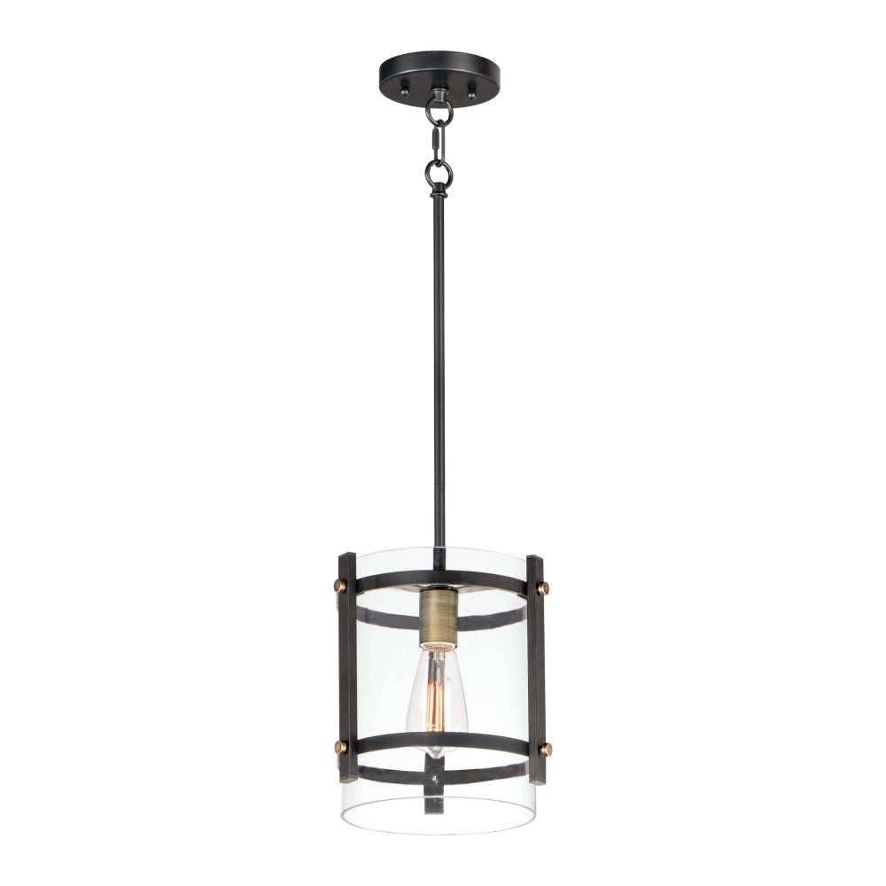 Maxim Lighting 2649BKAB Capitol 9.5 Inch Semi Flush Mount Light – Black / Antique Brass