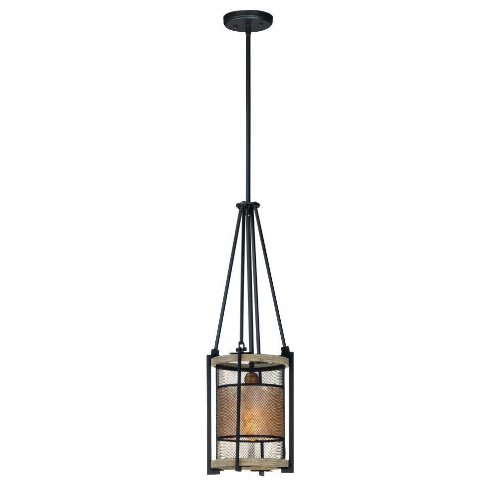 Maxim Lighting 27563BKBWAB Boundry 9 Inch Semi Flush Mount Light – Black / Barn Wood / Antique Brass