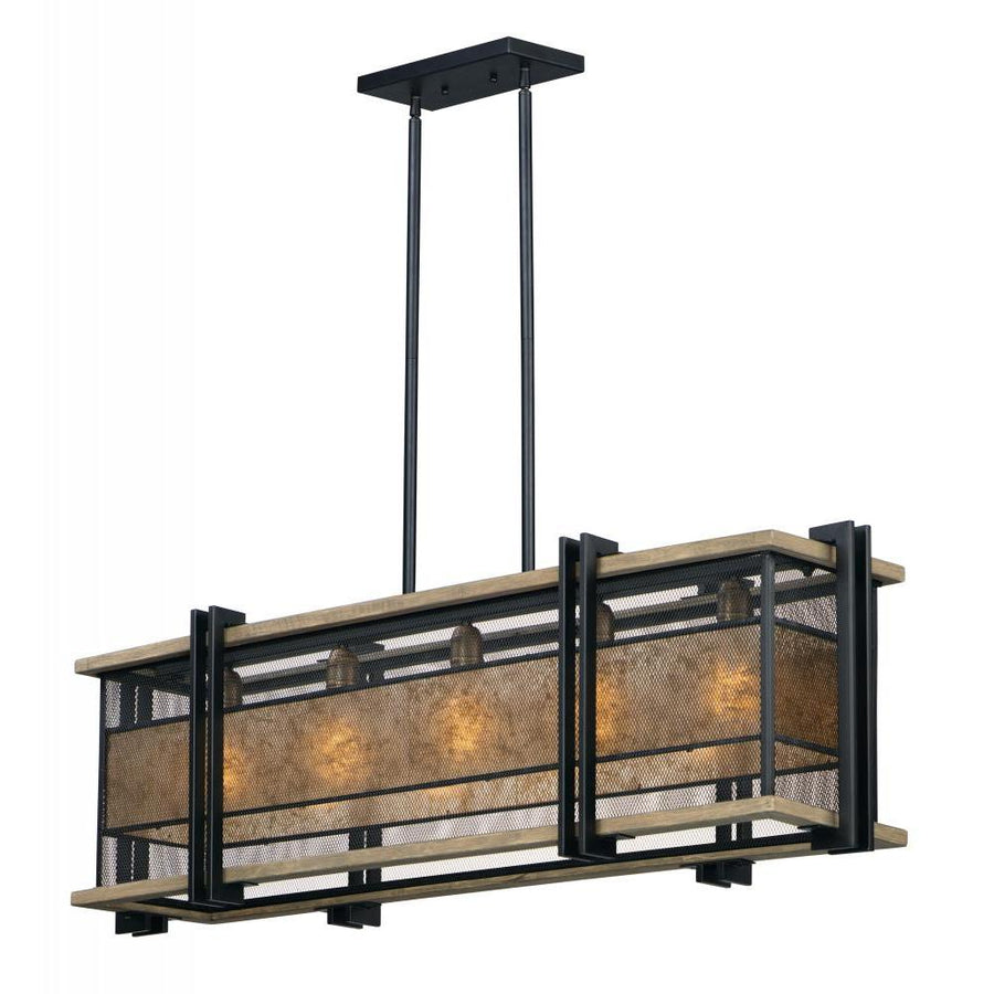 Maxim Lighting 27567BKBWAB Boundry 45.25 Inch Linear Pendant – Black / Barn Wood / Antique Brass