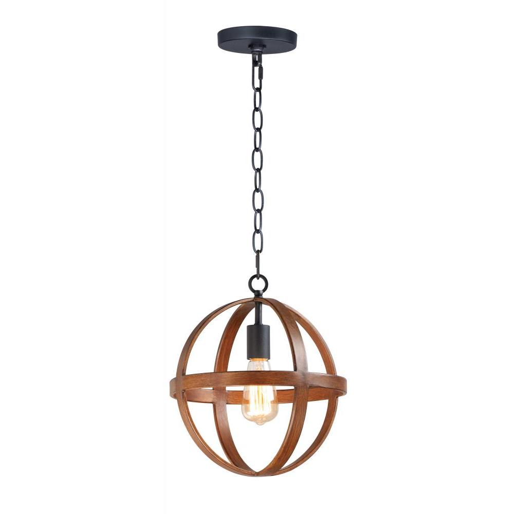 Maxim Lighting 27571APBK Compass 12 Inch Semi Flush Mount Light – Antique Pecan / Black