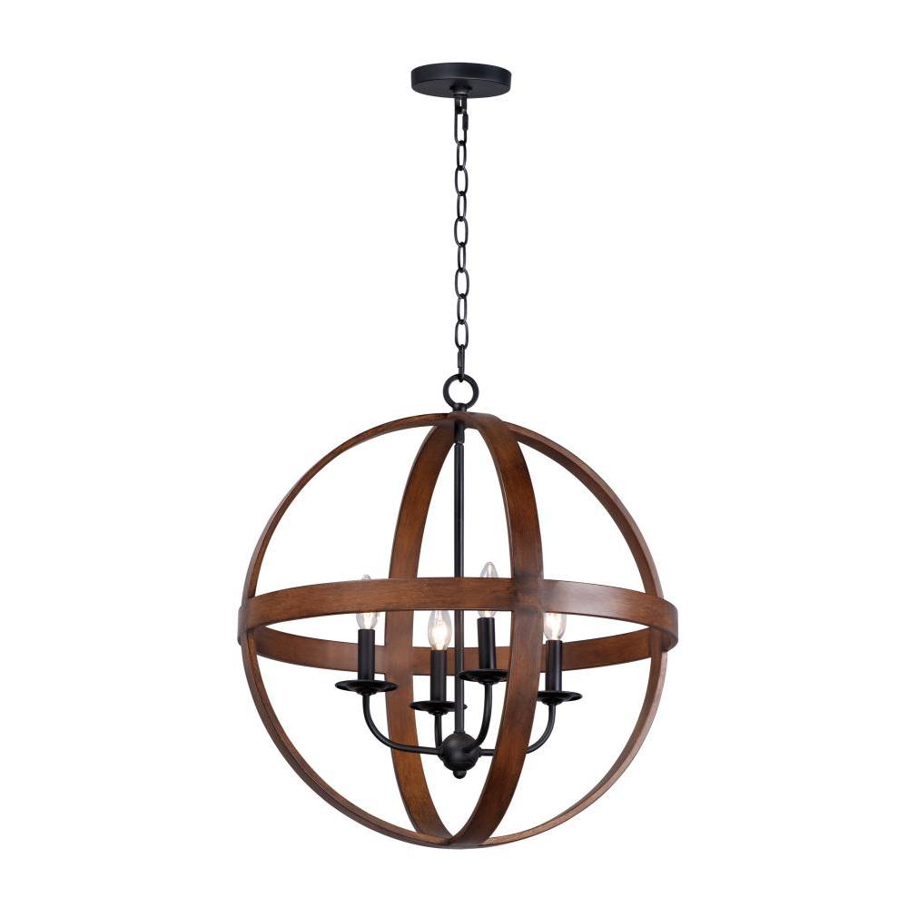 Maxim Lighting 27574APBK Compass 22.5 Inch Semi Flush Mount Light – Antique Pecan / Black