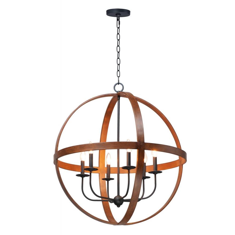Maxim Lighting 27576APBK Compass 30 Inch Semi Flush Mount Light – Antique Pecan / Black