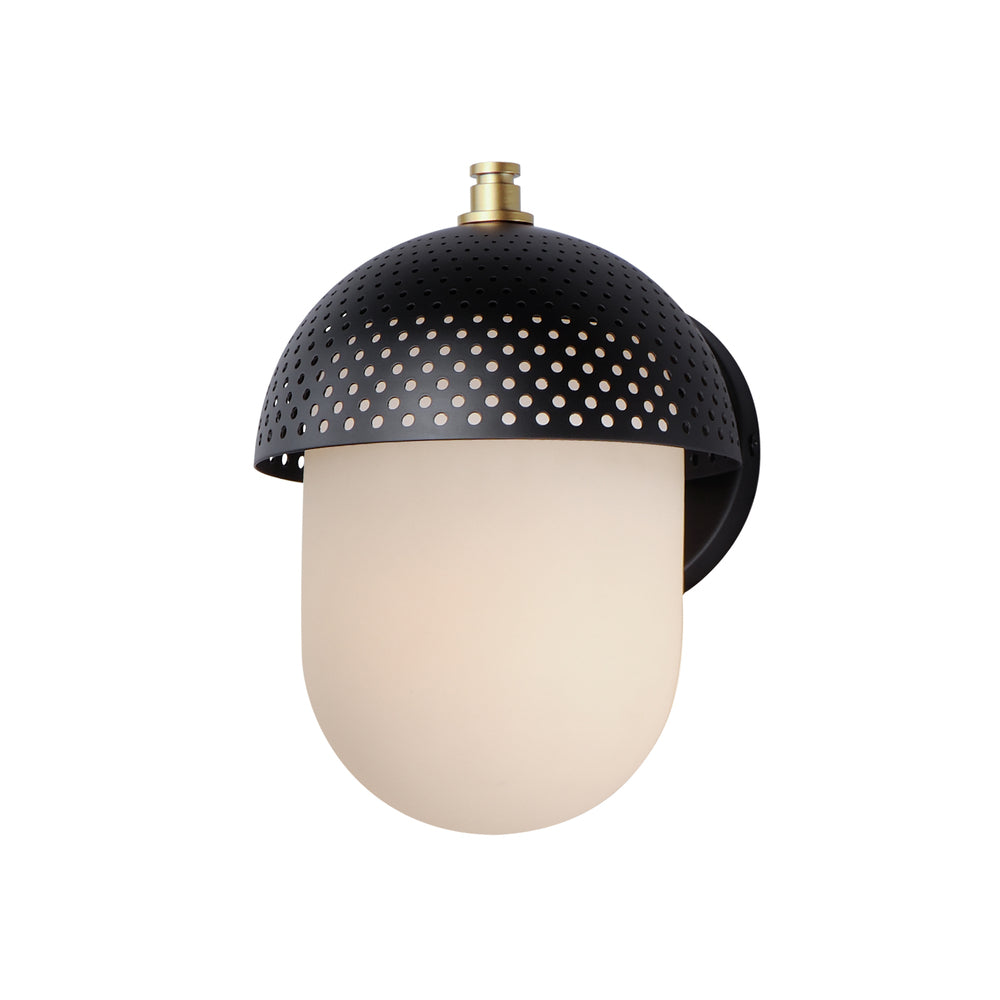Maxim Lighting 30182WTBKGLD Perf 7.5 Inch Outdoor Wall Lantern Light Black + Gold – Black / Gold