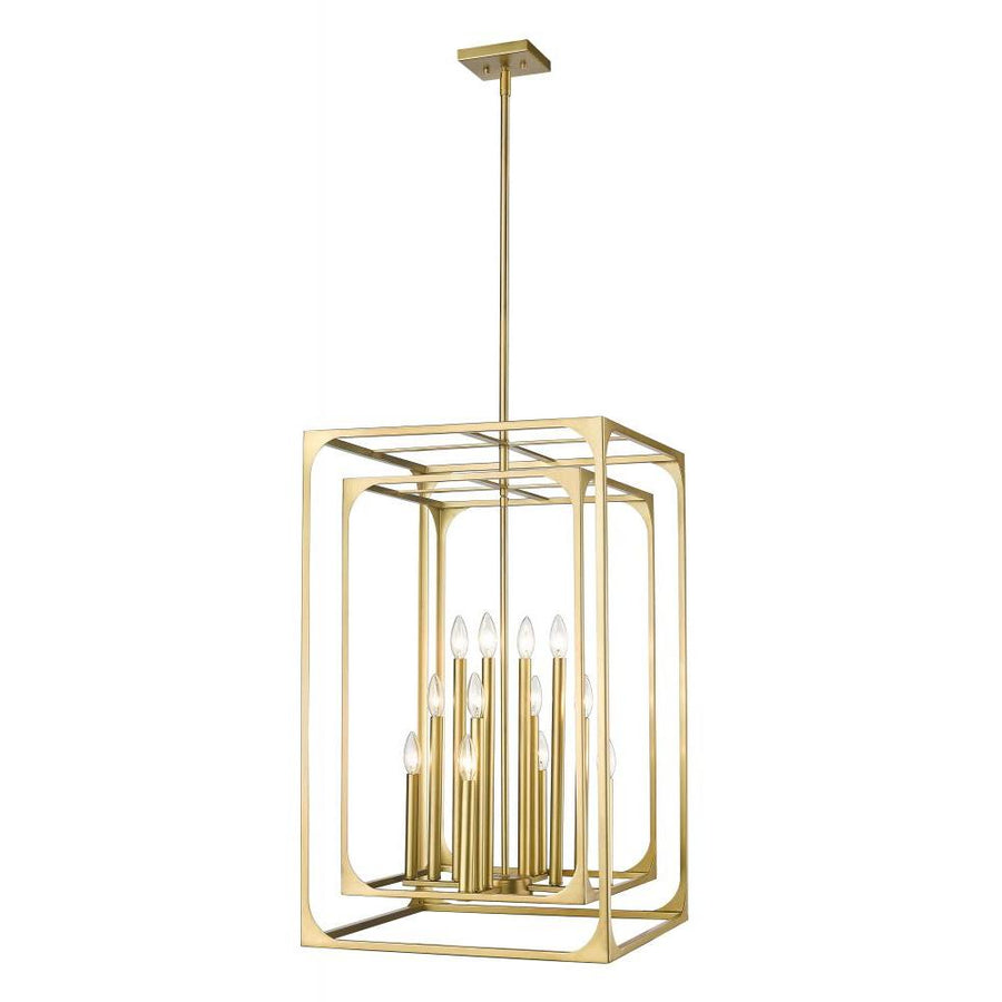12 Light Chandelier-Rubbed Brass