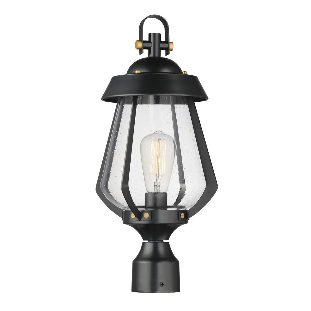 Maxim Lighting 30629CDBKAB Mariner 9.5 Inch Outdoor Post Lantern – Black / Antique Brass