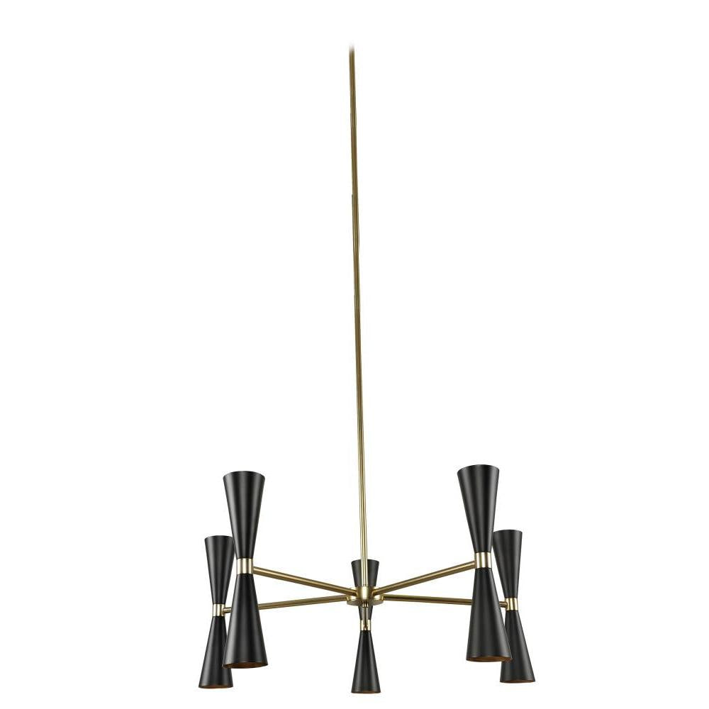 Milo 28 Inch Chandelier – White and Vintage Brass – 310470BVB