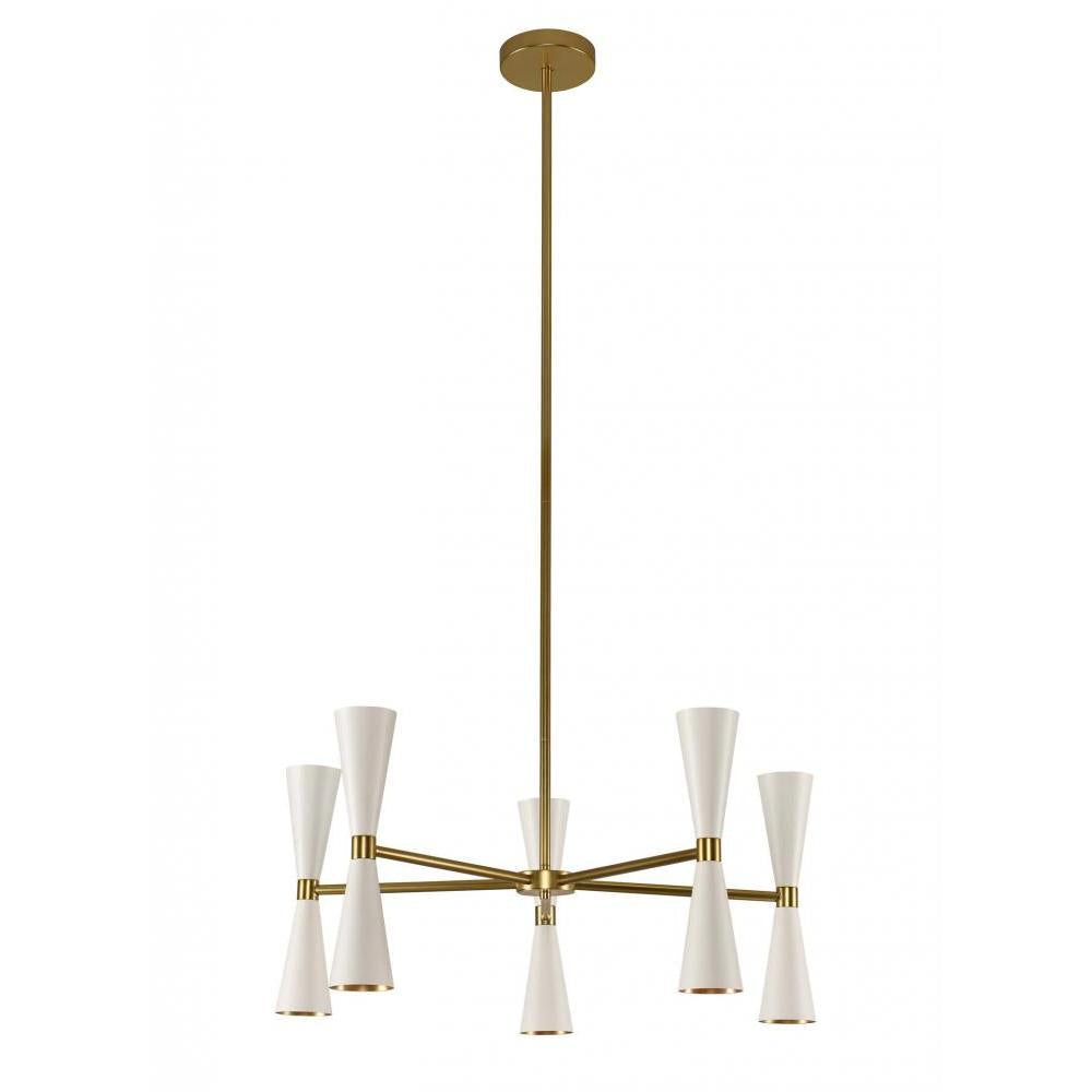 Milo 28 Inch Chandelier – White and Vintage Brass – 310470WVB