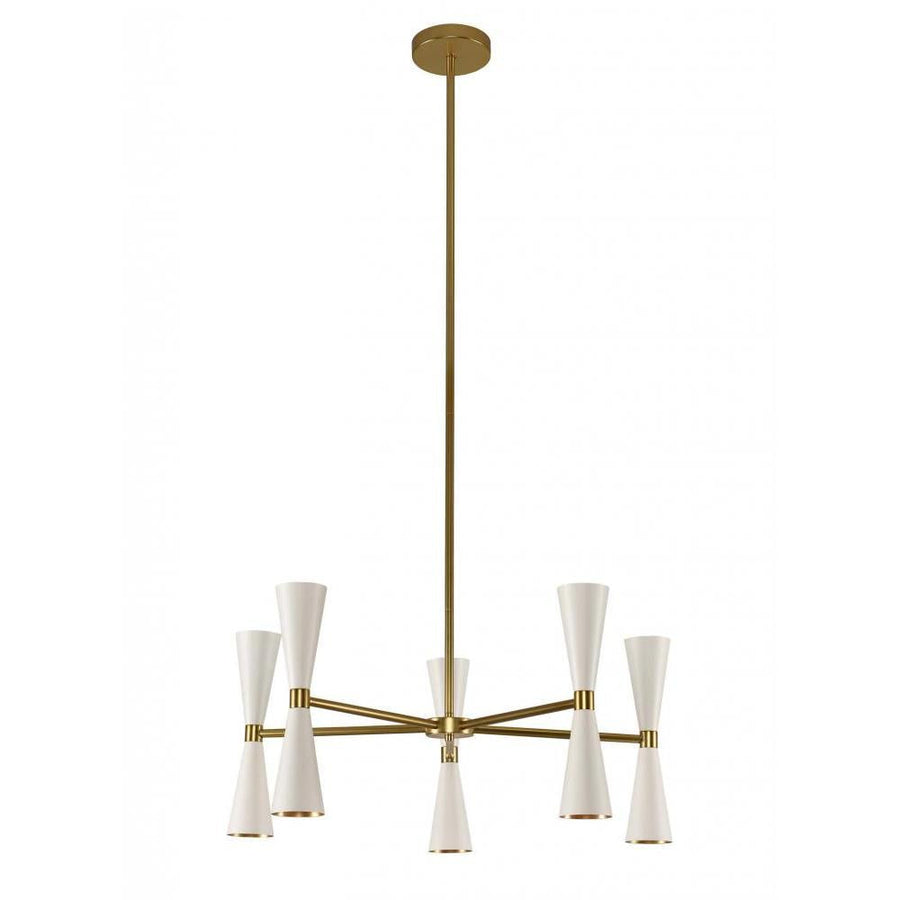 Milo 28 Inch Chandelier – White and Vintage Brass – 310470WVB
