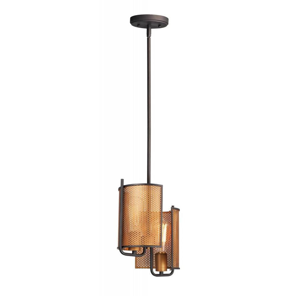Maxim Lighting 31219OIAB Caspian 9 Inch 2 Light Pendant – Oil Rubbed Bronze / Antique Brass
