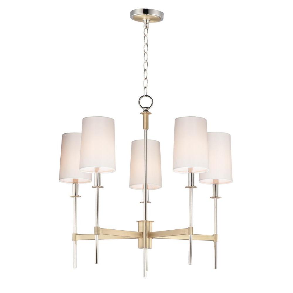 Maxim Lighting 32395OFSBRPN Uptown 26 Inch Chandelier – Satin Brass / Polished Nickel