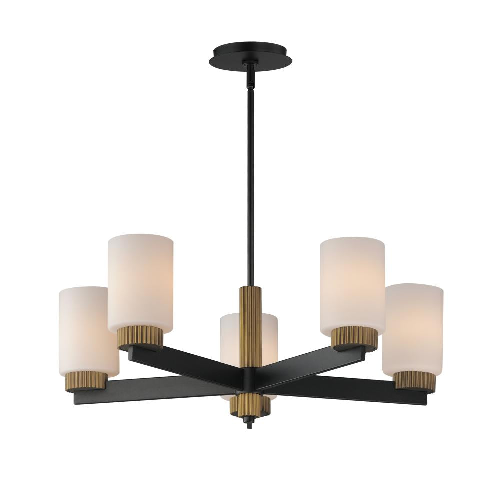 Maxim Lighting 32655SWBKAB Ruffles 30.25 Inch Semi Flush Mount Light – Black / Antique Brass