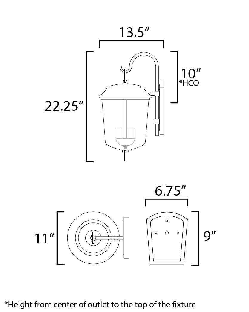 11 Inch Outdoor Wall Sconce – Dark Bronze