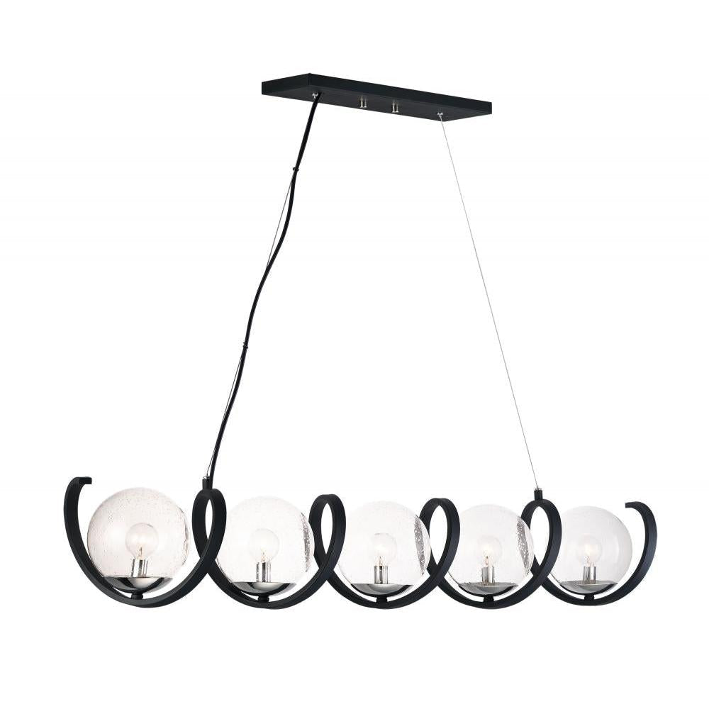 Maxim Lighting 35105CDBKPN Curlicue 49.25 Inch 5 Light Pendant – Black / Polished Nickel