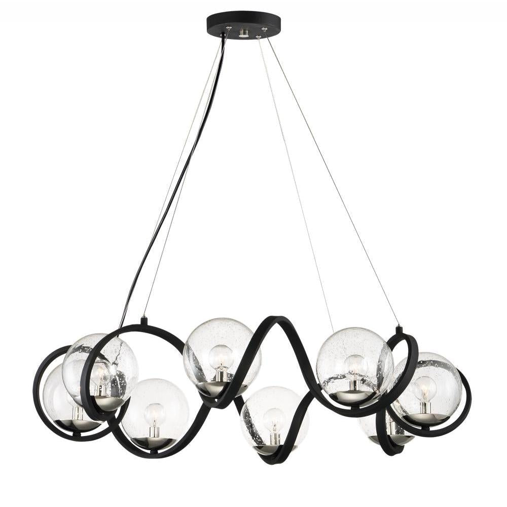 Maxim Lighting 35108CDBKPN Curlicue 35 Inch 8 Light Pendant – Black / Polished Nickel