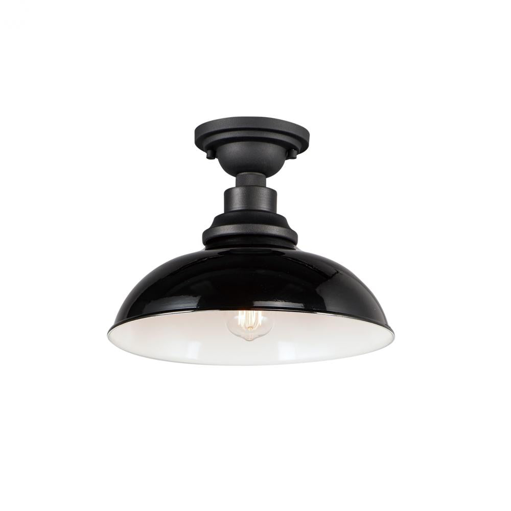 Maxim Lighting 35110GBBK Granville 12 Inch Flush Mount Light – Gloss Black / Black