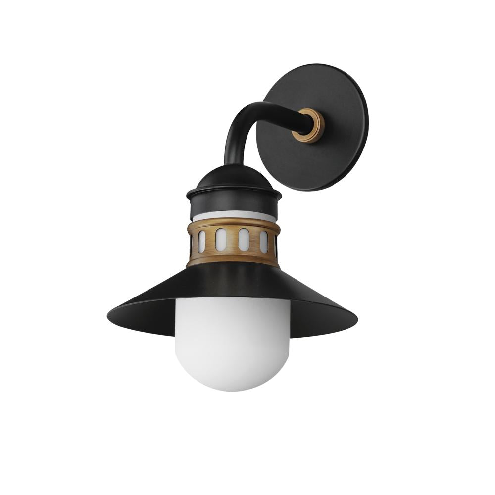 Maxim Lighting 35122SWBKAB Admiralty 9.75 Inch Outdoor Wall Lantern – Black / Antique Brass