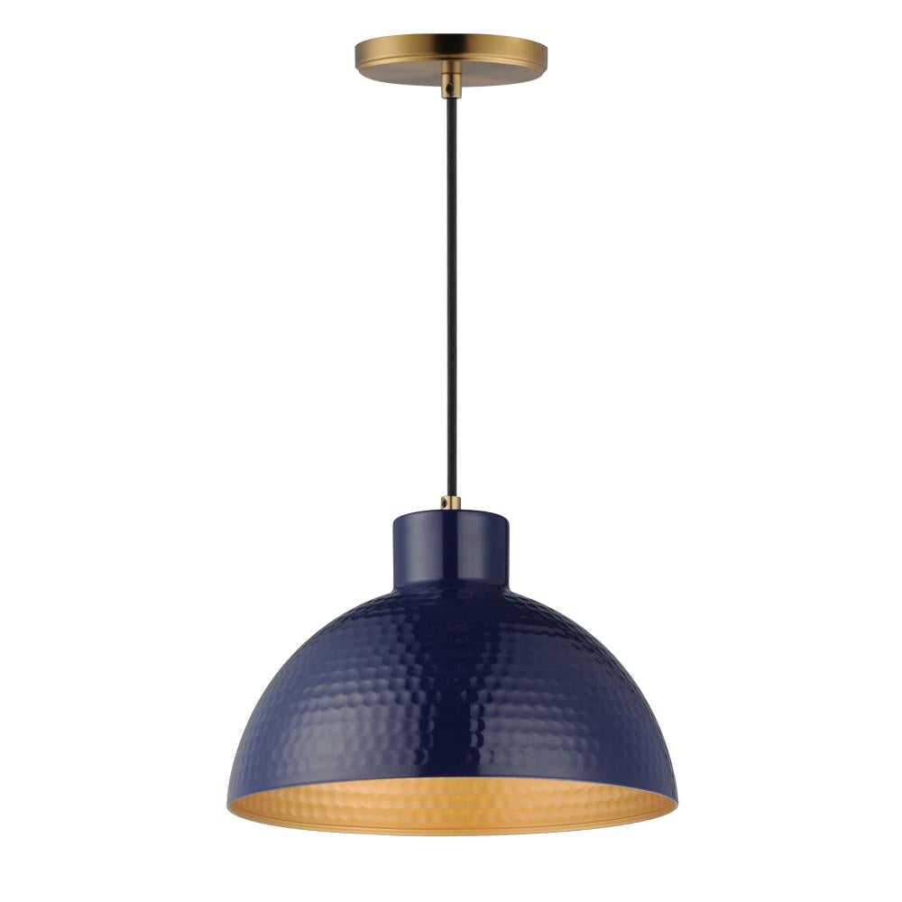 Maxim Lighting 35144GNNAB Rockport 12 Inch Semi Flush Mount Light – Glossy Navy / Natural Aged Brass