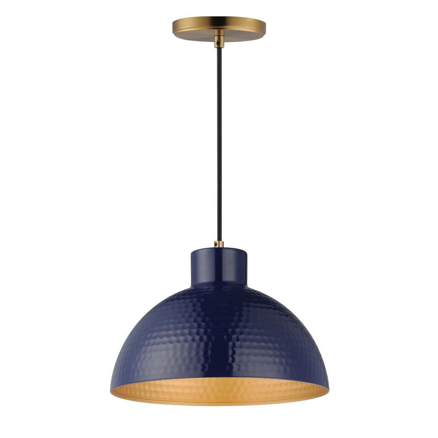 Maxim Lighting 35144GNNAB Rockport 12 Inch Semi Flush Mount Light – Glossy Navy / Natural Aged Brass