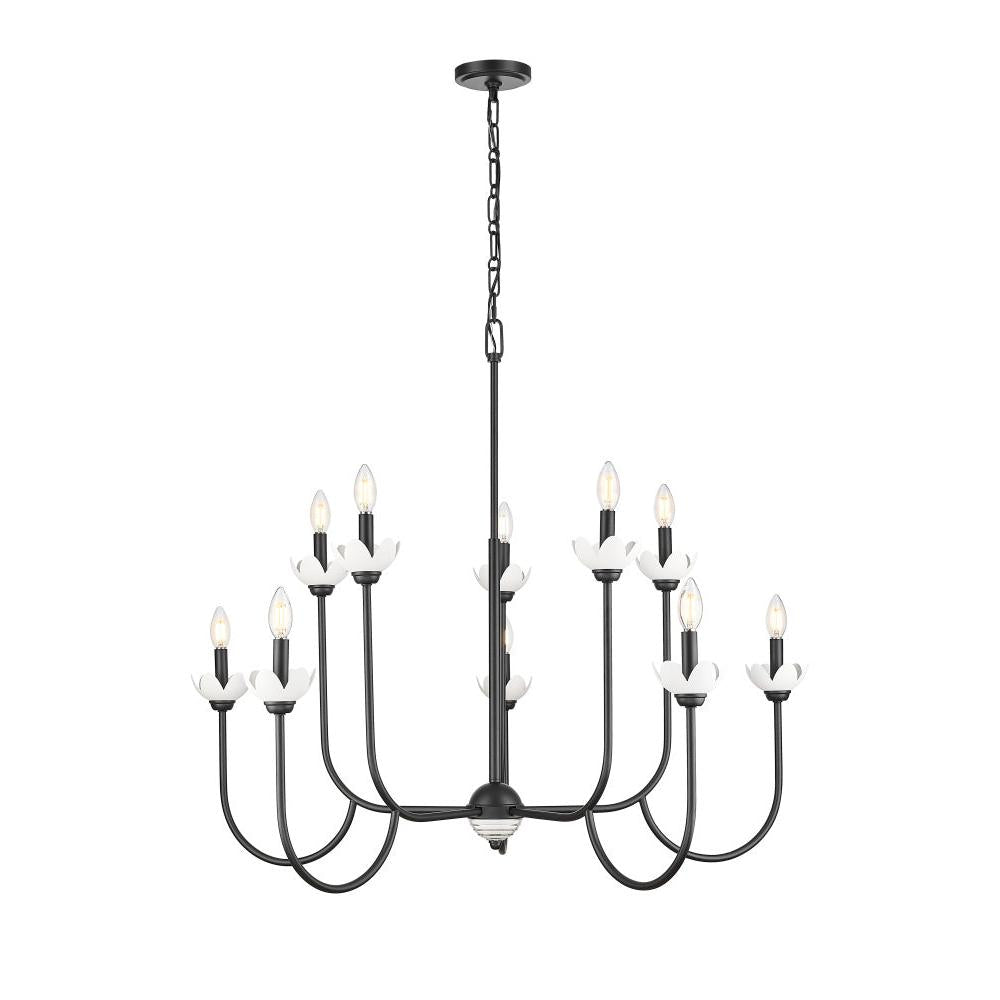 10 Light Chandelier-Clear Ribbed