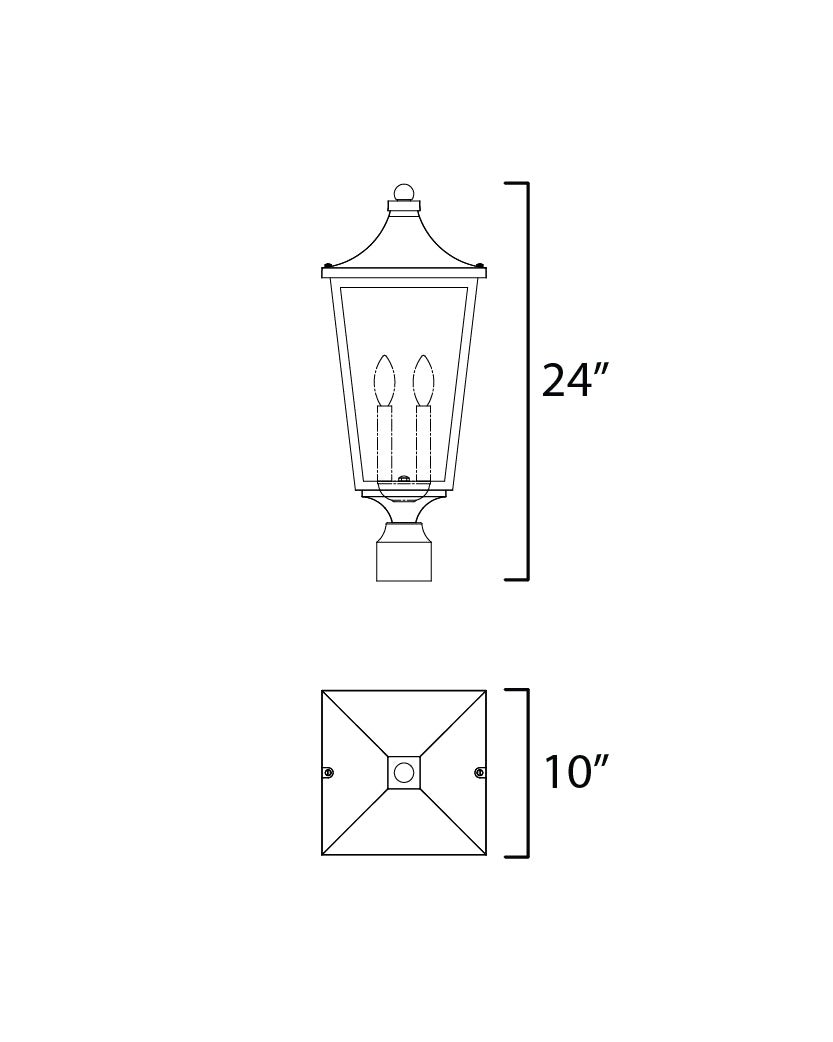 10 Inch Outdoor Post Lantern – Black