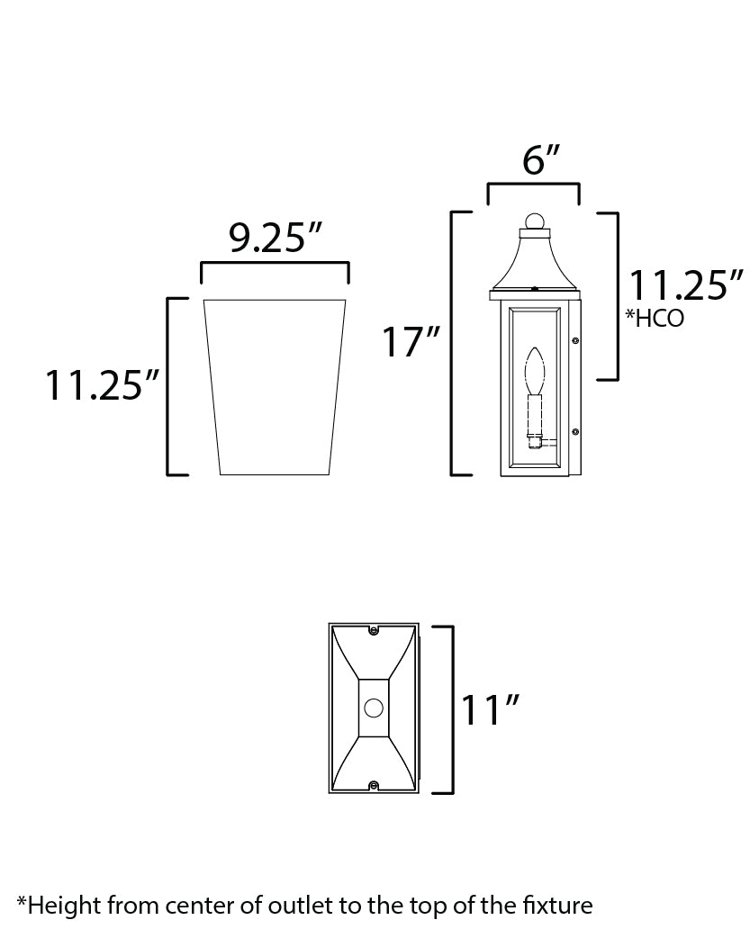 11 Inch Outdoor Wall Sconce – Black