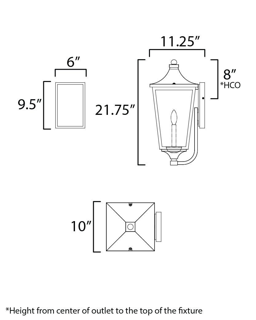 10 Inch Outdoor Wall Sconce – Black