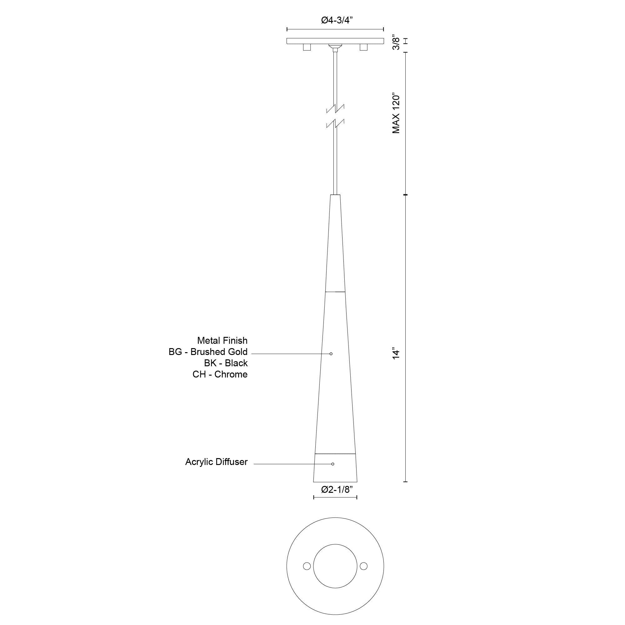 Ultra 2-in Chrome LED Pendant