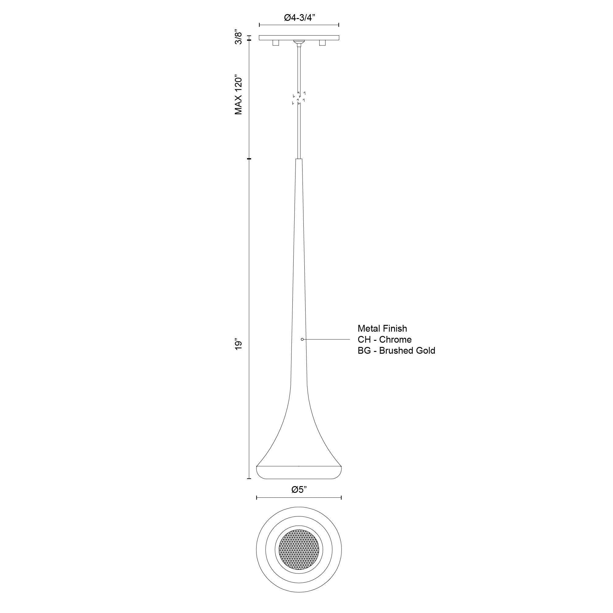 Bach 5-in Brushed Gold LED Pendant