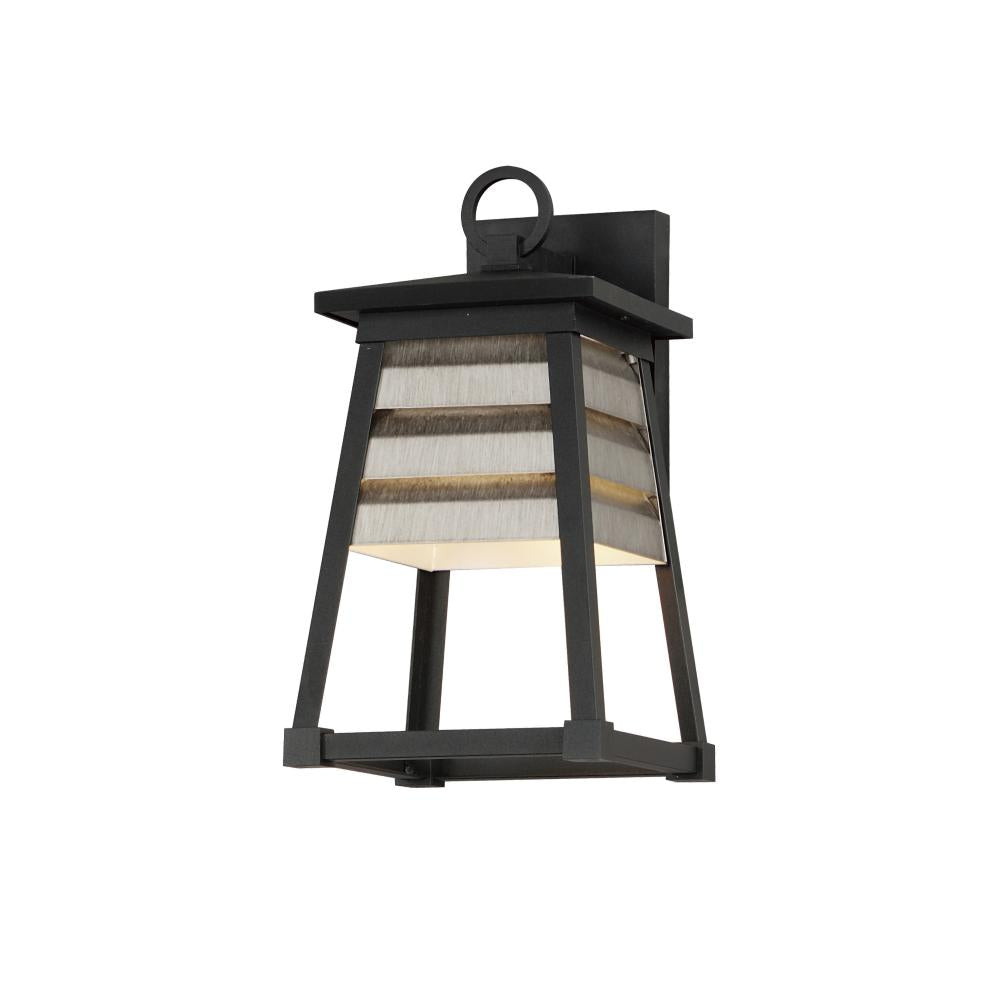 Maxim Lighting 40632WZBK Shutters 7.5 Inch Outdoor Wall Lantern – Weathered Zinc/Black